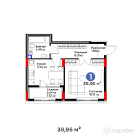 ЖК Jetisu Kerbez Comfort — 1-ком 40 м² (от 18 181 800 тг)
