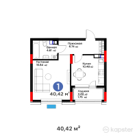 ЖК MoD. Comfort — 1-ком 40,4 м² (от 21 301 340 тг)