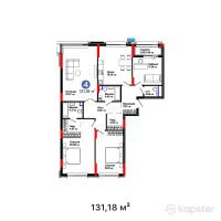 ЖК GreenLine. Aurora — 4-ком 131,2 м² (от 89 727 120 тг)