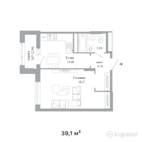 ЖК Level — 1-ком 39,1 м² (от 20 332 000 тг)