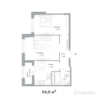 ЖК Level — 2-ком 54,6 м² (от 28 392 000 тг)