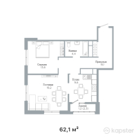 ЖК ADAMANT Life — 2-ком 62,1 м² (от 29 187 000 тг)
