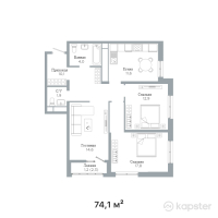 ЖК ADAMANT Life — 3-ком 74,1 м² (от 32 604 000 тг)