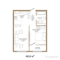 ЖК Jan Dostar — 2-ком 48,6 м² (от 23 328 000 тг)