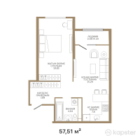 ЖК Jan Dostar — 2-ком 57,5 м² (от 27 604 800 тг)