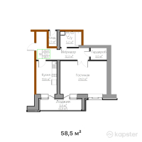 ЖК Tabigat — 1-ком 58,5 м² (от 17 550 000 тг)