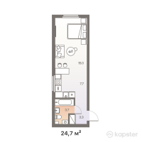 ЖК BAQYT — 1-ком 24,7 м² (от 10 325 000 тг)