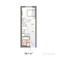 ЖК BAQYT — 1-ком 29,7 м² (от 12 415 000 тг)