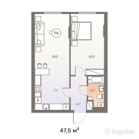 ЖК BAQYT — 2-ком 47,5 м² (от 19 855 000 тг)