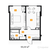 ЖК Alasha Residence — 1-ком 53,2 м² (null)