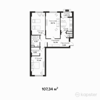 ЖК Sensata Plaza — 3-ком 107,3 м² (от 62 203 530 тг)
