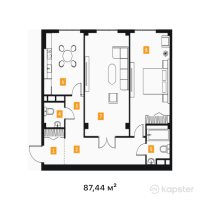 ЖК Alasha Residence — 2-ком 87,4 м² (null)