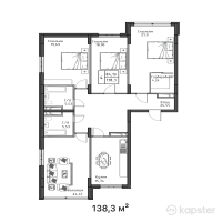ЖК Verona Remizovka — 4-ком 138,3 м² (от 107 874 000 тг)