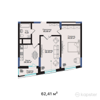 ЖК Tomiris Towers — 2-ком 62,4 м² (от 26 212 200 тг)