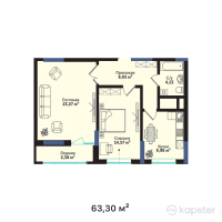 ЖК Tomiris Towers — 2-ком 63,3 м² (от 26 586 000 тг)