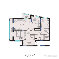 ЖК Tomiris Towers — 3-ком 93,6 м² (от 39 307 800 тг)