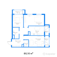 ЖК Dial Residence — 3-ком 80,1 м² (от 88 110 000 тг)