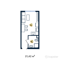 ЖК Jeti Qazyna — 1-ком 21,4 м² (от 9 210 600 тг)