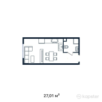 ЖК Jeti Qazyna — 1-ком 27 м² (от 11 074 100 тг)