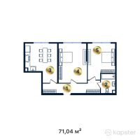 ЖК Jeti Qazyna — 2-ком 71 м² (от 25 740 000 тг)