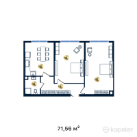 ЖК Jeti Qazyna — 2-ком 71,6 м² (от 26 035 200 тг)