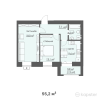 ЖК ALASH — 2-ком 55,2 м² (от 13 248 000 тг)