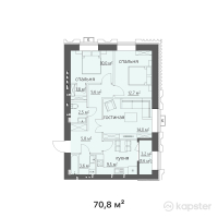 ЖК Sarmat — 3-ком 70,8 м² (от 18 054 000 тг)