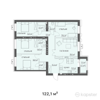ЖК Sarmat — 5-ком 122,1 м² (от 31 135 500 тг)