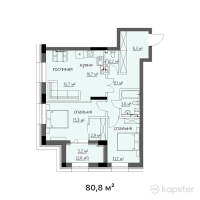 ЖК Vincenti — 3-ком 80,8 м² (от 41 208 000 тг)