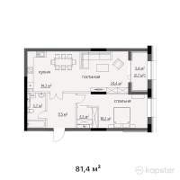 ЖК Vincenti — 3-ком 81,4 м² (от 41 514 000 тг)