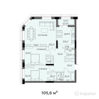 ЖК Vincenti — 3-ком 105,6 м² (от 53 856 000 тг)