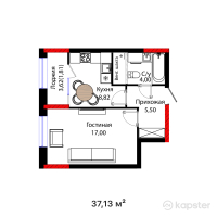 ЖК SANDI QALA — 1-ком 37,1 м² (от 20 867 060 тг)