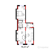 ЖК SANDI QALA — 2-ком 76,3 м² (от 40 024 595 тг)
