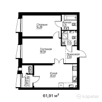 ЖК ZANGAR — 2-ком 61,9 м² (от 52 809 230 тг)
