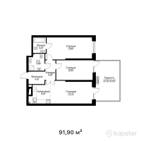 ЖК ZANGAR — 3-ком 91,9 м² (от 78 390 700 тг)