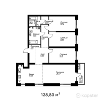 ЖК ZANGAR — 4-ком 128,8 м² (от 109 891 990 тг)
