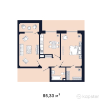КД Shimin — 2-ком 65,3 м² (от 48 997 500 тг)