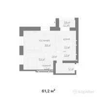 КД Park Ville — 2-ком 61,2 м² (от 25 092 000 тг)