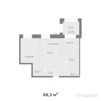 КД Park Ville — 2-ком 68,3 м² (от 28 686 000 тг)