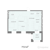 КД Park Ville — 3-ком 77,3 м² (от 30 920 000 тг)