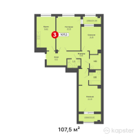 ЖК Жана Кала — 3-ком 107,5 м² (от 47 300 000 тг)