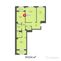 ЖК Жана Кала — 3-ком 107 м² (от 47 097 600 тг)