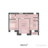 ЖК AVANGARD — 2-ком 64,6 м² (от 24 225 000 тг)