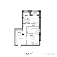 КД Park Residents — 2-ком 75,6 м² (от 54 432 000 тг)