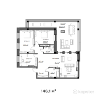 КД Park Residents — 4-ком 146,1 м² (от 105 192 000 тг)