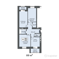 ЖК Respublika — 3-ком 89 м² (от 27 590 000 тг)