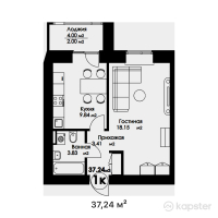 ЖК Madrid — 1-ком 37,2 м² (от 16 013 200 тг)