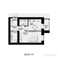 ЖК Madrid — 1-ком 45,6 м² (от 19 595 100 тг)