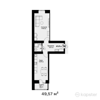 ЖК Madrid — 1-ком 49,6 м² (от 21 315 100 тг)