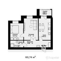 ЖК Madrid — 2-ком 60,7 м² (от 26 118 200 тг)